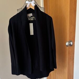 Black Open Front Cardigan Sweater